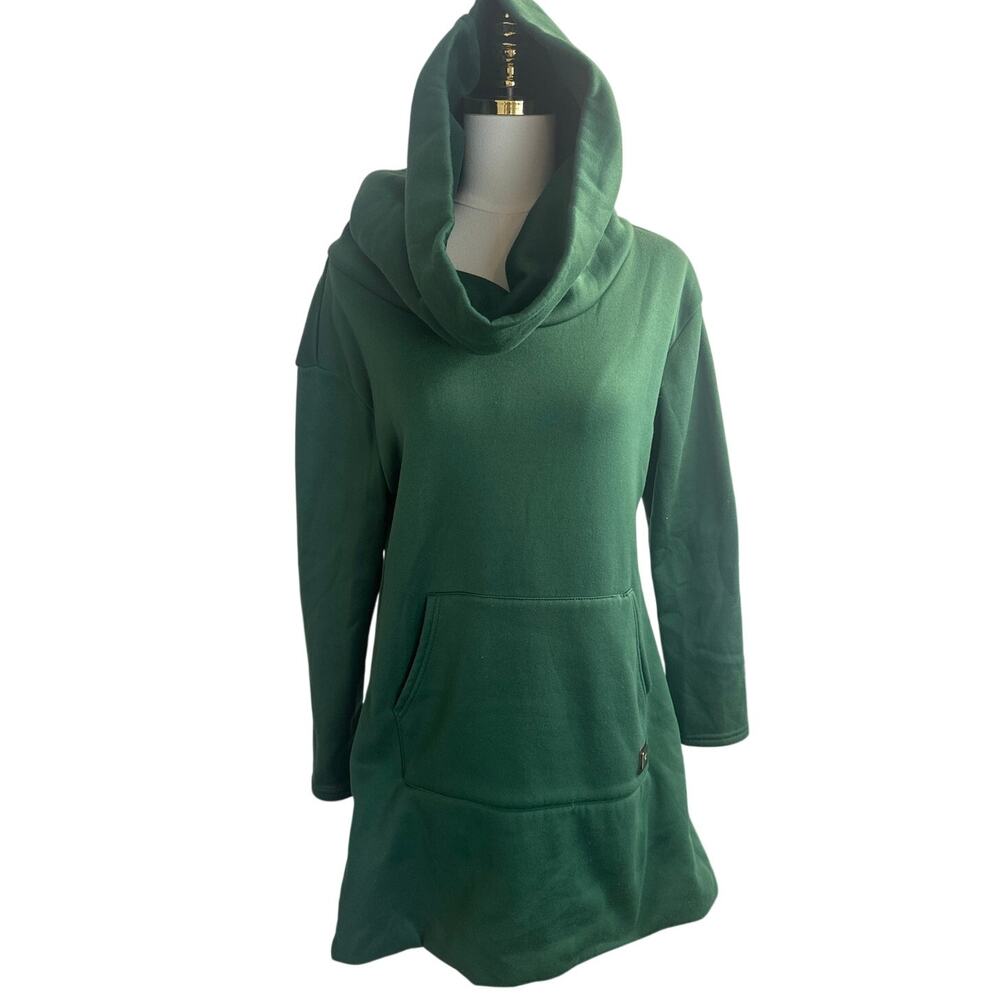 CHICME Green Fleece‑Lined Hooded Tunic – Size Small